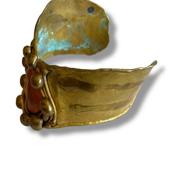 Vintage brass and copper cuff handmade artisan bracelet - Picture 3 of 6